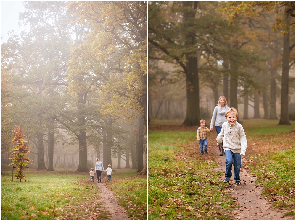 Happy family plays in windsor park