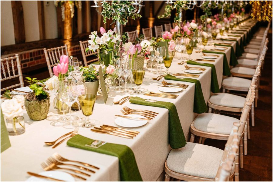 green wedding linen