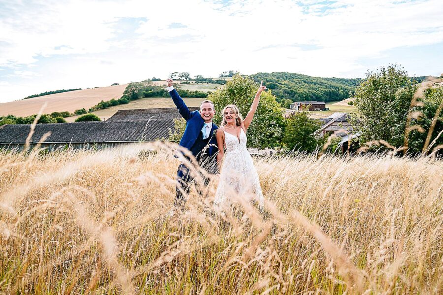 bride and groom portraits field upwaltham barns